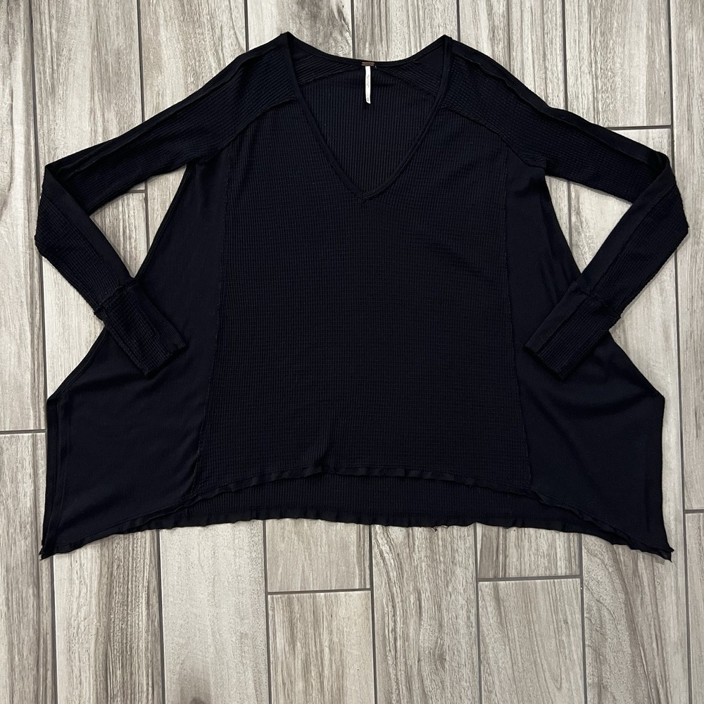 We The Free People Boho Catalina Waffle Oversized Thermal Laguna Knit Top Small